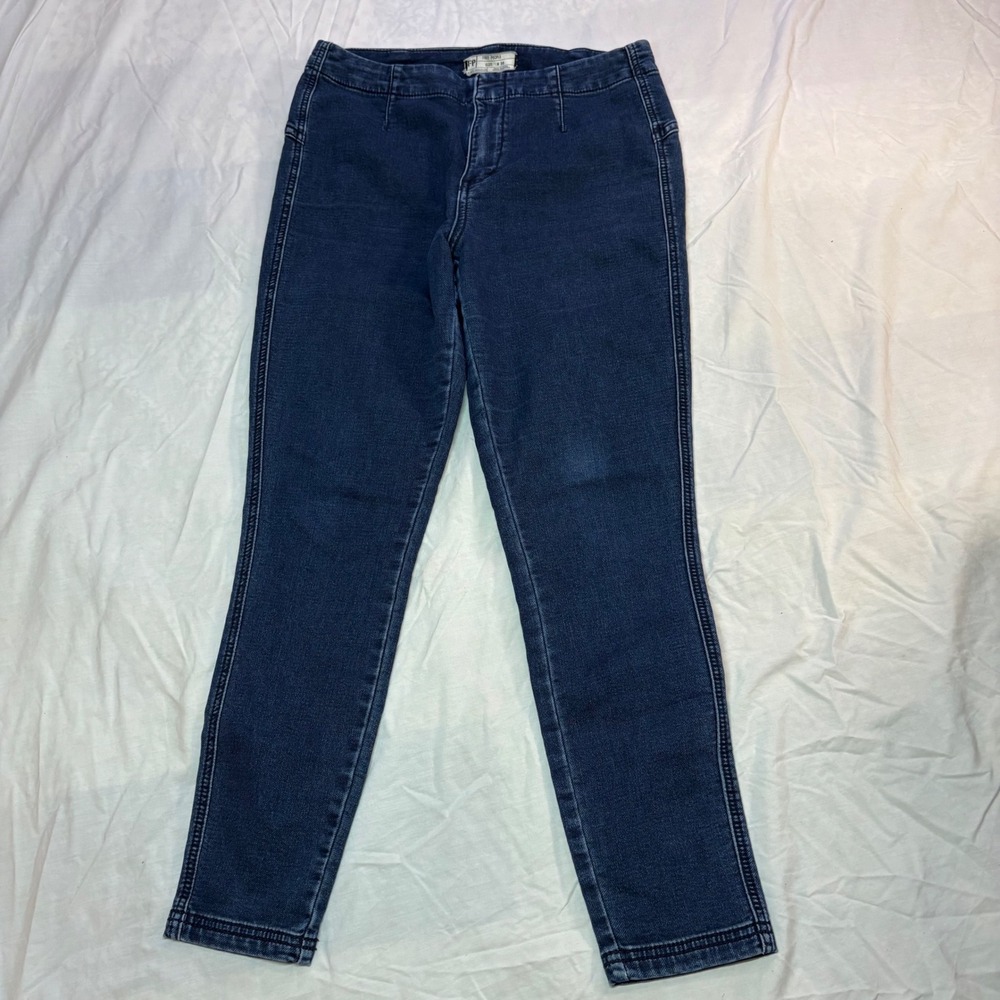 Free People High Rise Skinny Ankle Jeans Dark Wash Womens Size 30 Stretch Darts